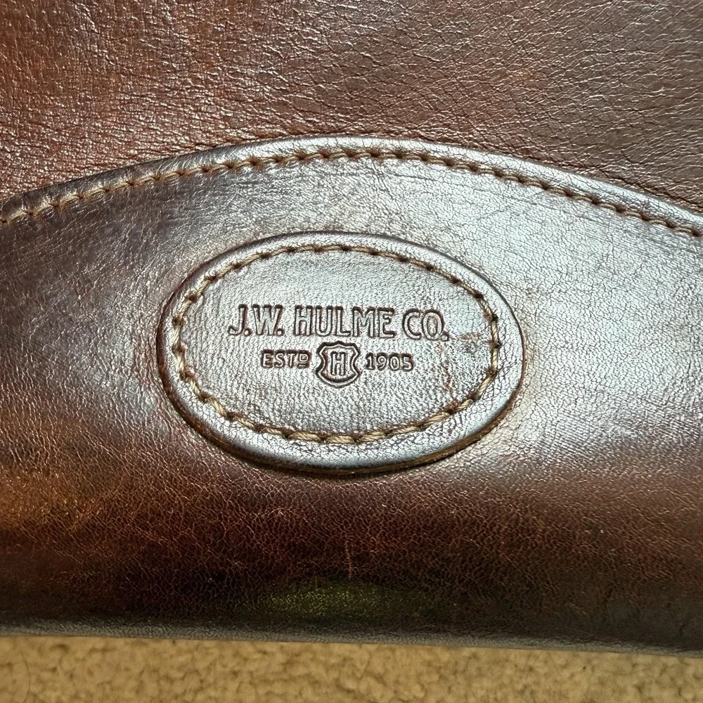 J.W. Hulme Leather‎ Briefcase –Made in USA Vintage Briefcase With Shoulder Strap